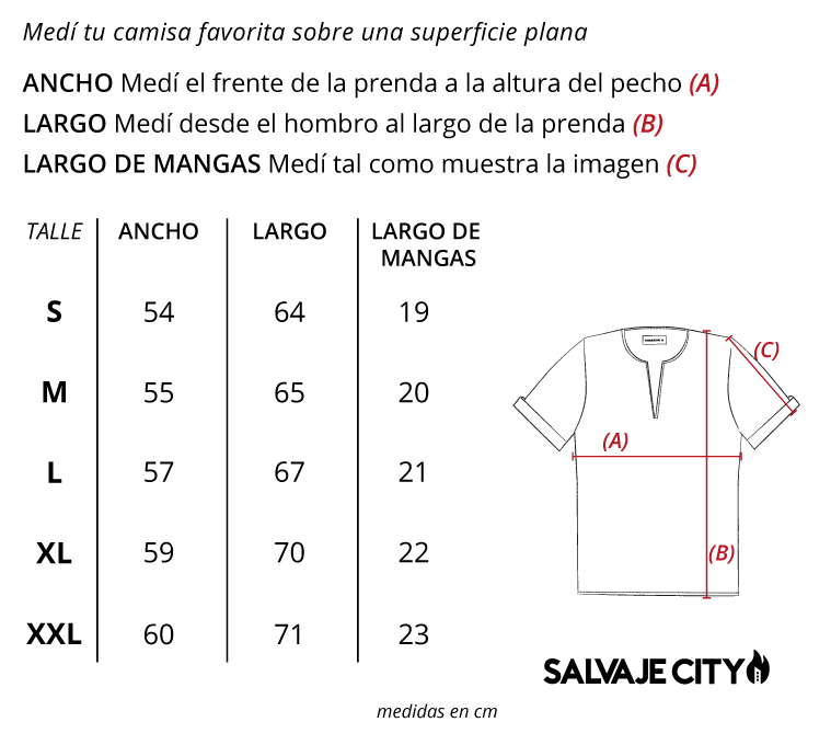 Tabla de talles camisola